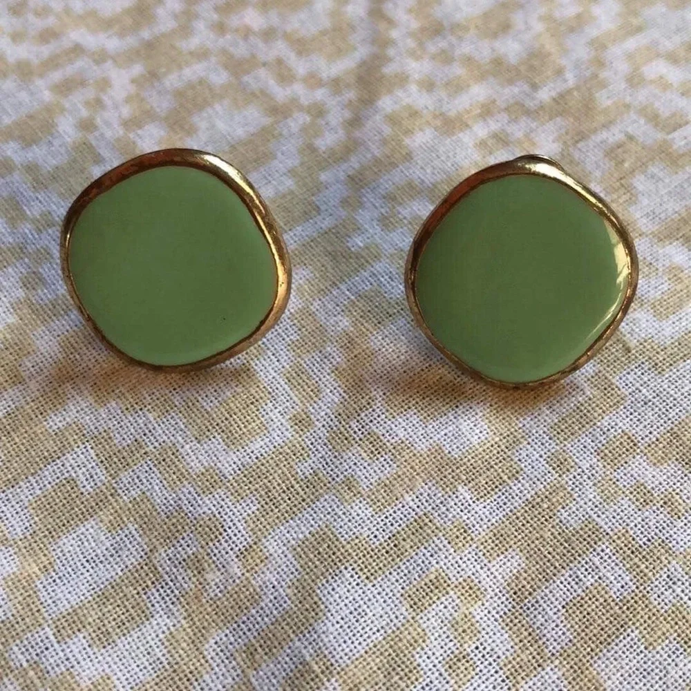 Green Enamel Studs - Picture 2 of 2